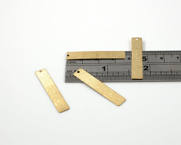 6 x Brushed Raw Brass Bar Charms, 36x7mm (C0632)