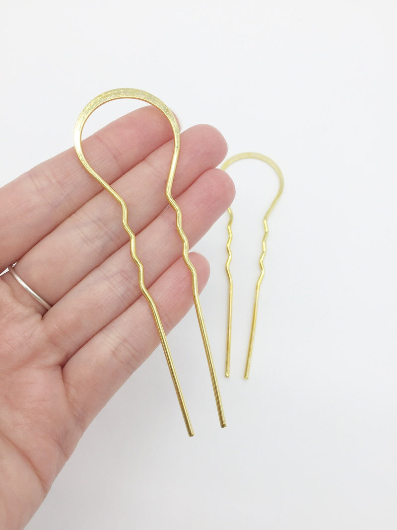 2 x Extra Large Gold Plated Bobby Pins, 103mm (0720)