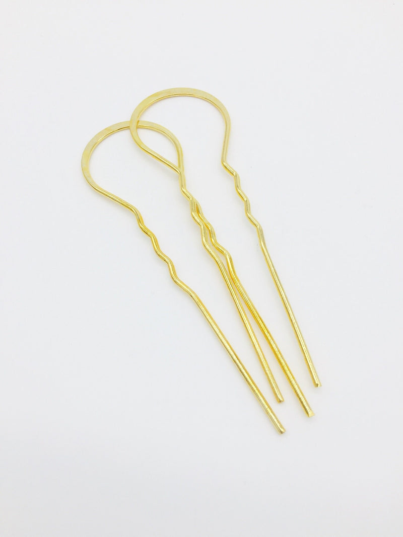 2 x Extra Large Gold Plated Bobby Pins, 103mm (0720)