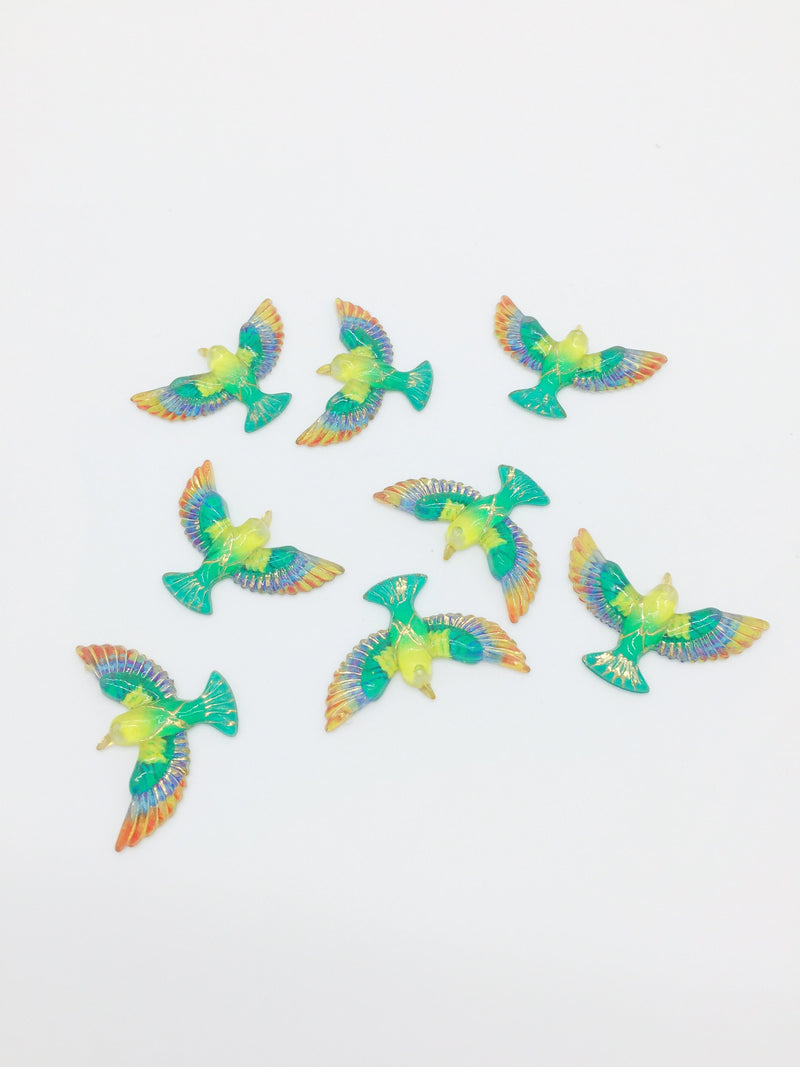 6 x Tropical Acrylic Bird Charms, 30x20mm (2710)