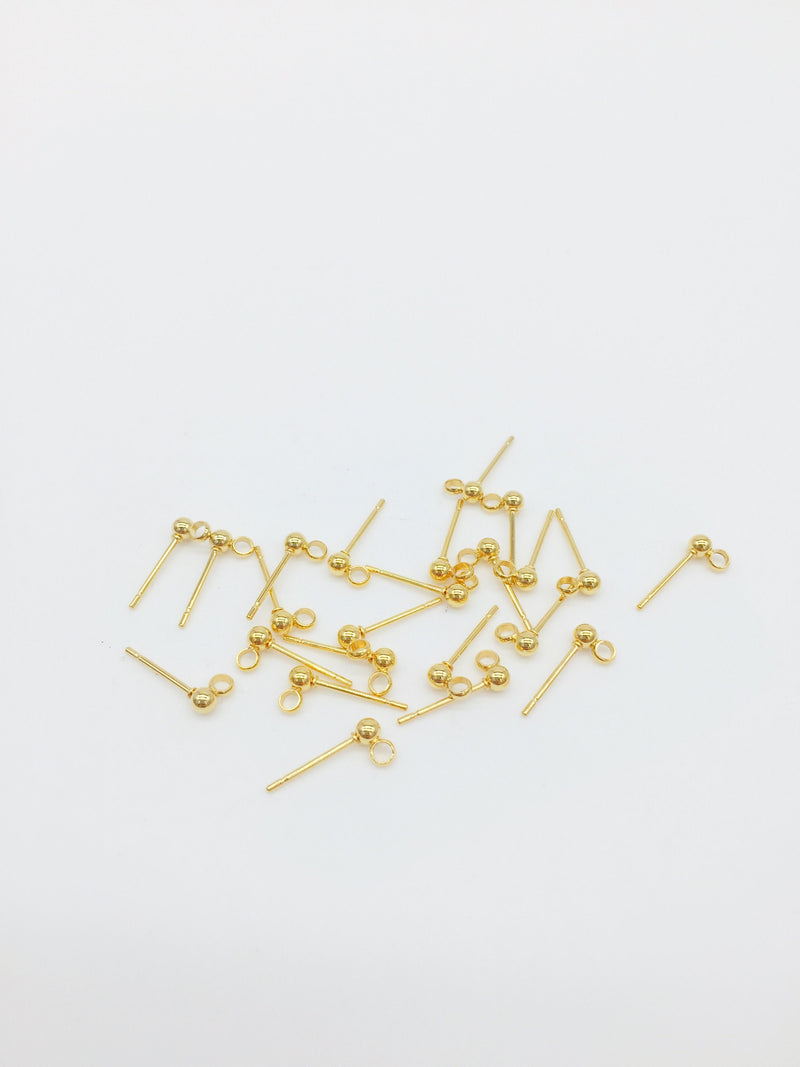 3 pairs x Gold Stainless Steel Ball Earring Studs, 3x11m (1470)