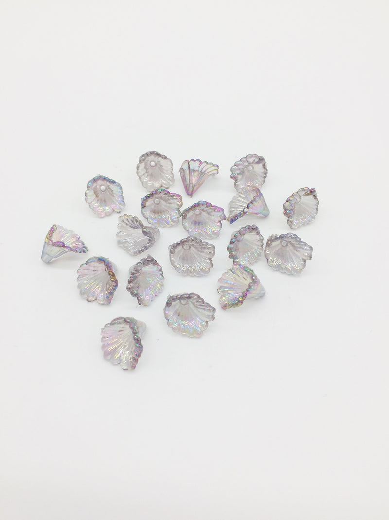 20 x AB Grey Calla Flower Bell Beads, 13mm (1798)