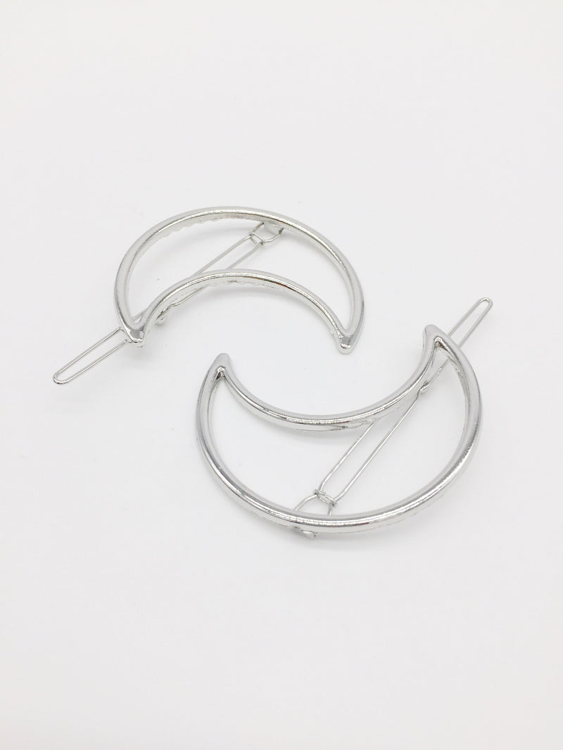 1 x Silver Crescent Moon Hair Clip, 52mm (1872)