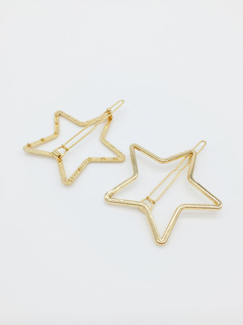 1 x Gold Plated Star Hair Clip, 50mm (1802G)