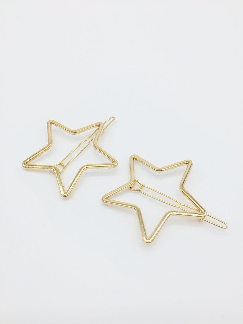 1 x Gold Plated Star Hair Clip, 50mm (1802G)