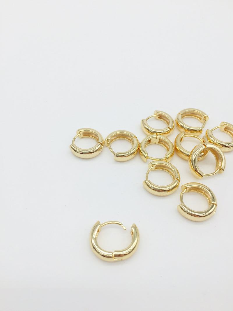 1 pair x 18K Gold Plated Chunky Sleeper Hoop Earring Blanks, 16mm (1746)