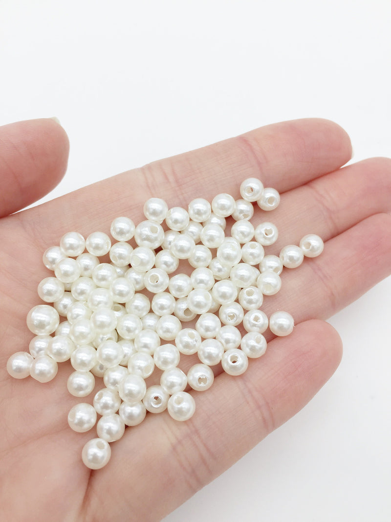 150 x Acrylic Ivory Pearl Beads Off-white Pearls, 5mm (2478)