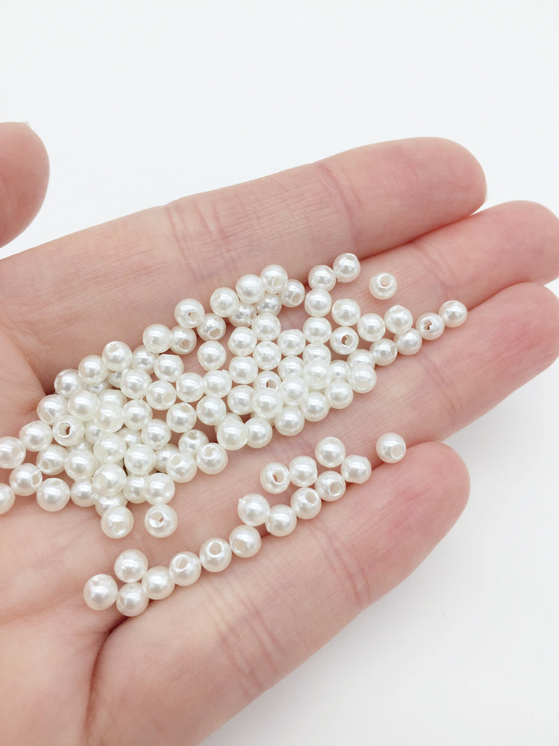 200 x 4mm Off-white Acrylic Pearl Beads (2476)