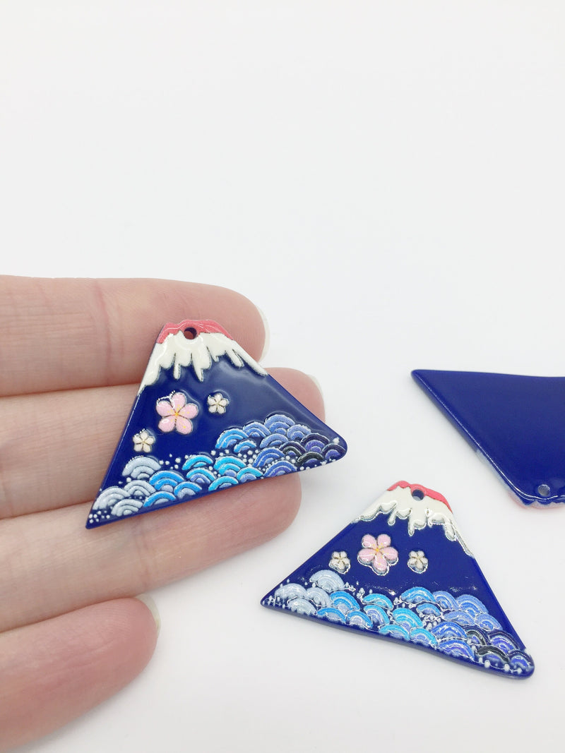 2 x Fuji Mountain Pendants, 24x38mm Acrylic Earring Pendants (2330)