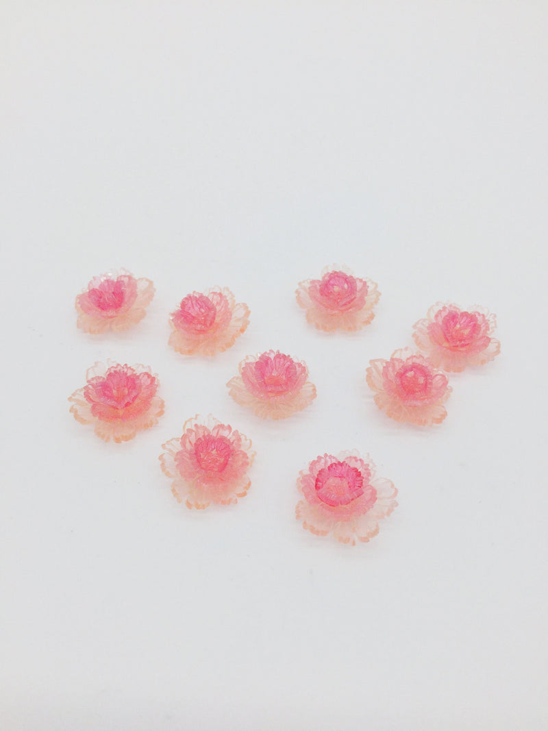 2 x Blush Pink Acrylic 3D Peony Flower Cabochons, 18mm (3145P)