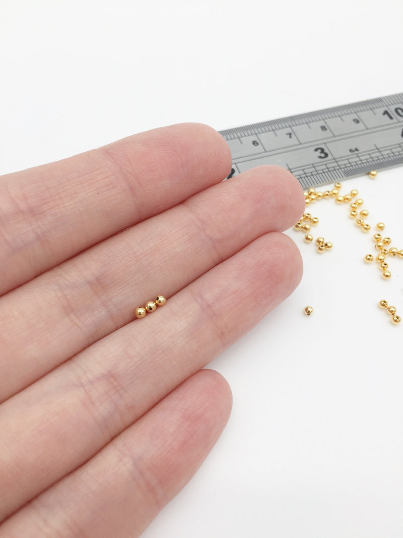 100 x 18K Gold Plated Spacer Beads, 2mm (0400)