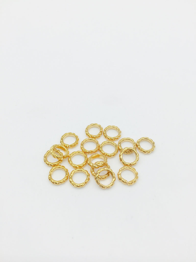 8 x Gold Plated Stainless Steel Twisted Hoop Connectors, 9mm (0390)