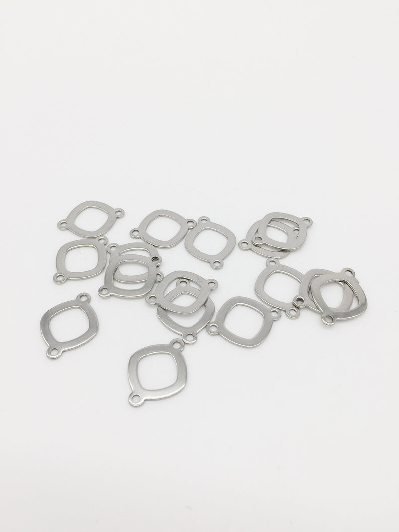 12 x Stainless Steel Smooth Rhombus Connectors, 19x14.5mm (0199)