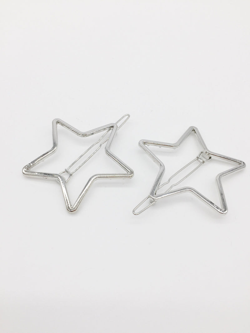 1 x Silver Star Hair Clip, 50mm (1868)