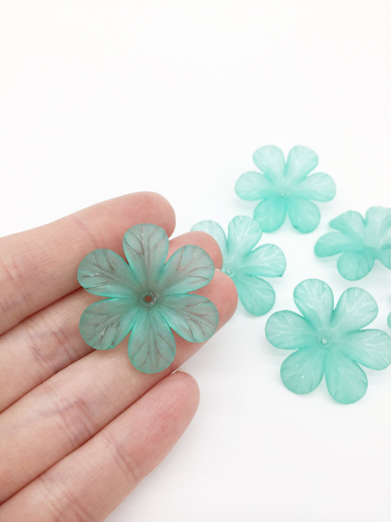 10 x Large Mint Green Acrylic Flower Beads, 33mm (3205)