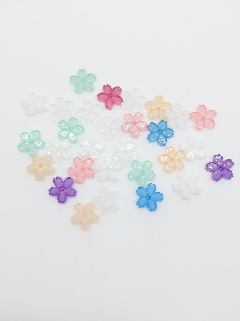 30 x Tiny Multicolour Resin Flower Beads, 11mm (3191)