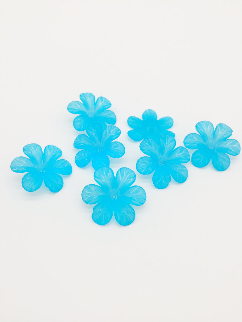 10 x Large Bright Blue Acrylic Flower Beads, 33mm (3213)