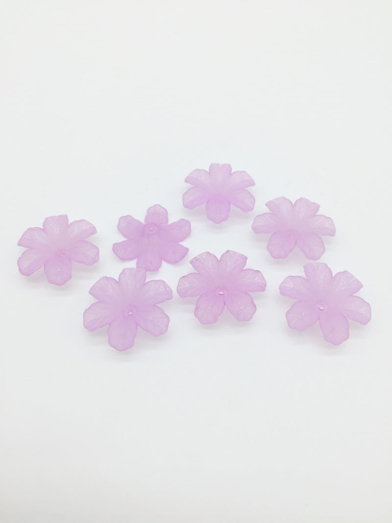 10 x Large Lilac Lucite Flower Beads, 30mm