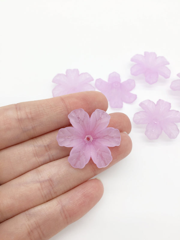 10 x Large Lilac Lucite Flower Beads, 30mm