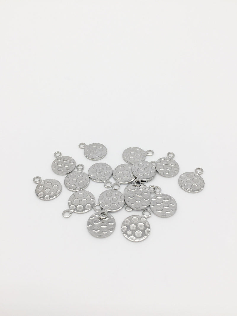 16 x Textured Stainless Steel Charms, 14x11mm (0461)