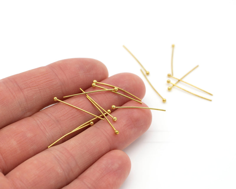 100 x Raw Brass Ball Head Pins, Available in Different Sizes