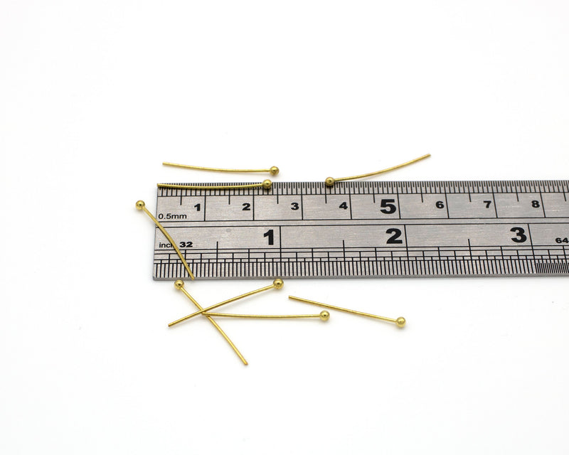 100 x Raw Brass Ball Head Pins, Available in Different Sizes