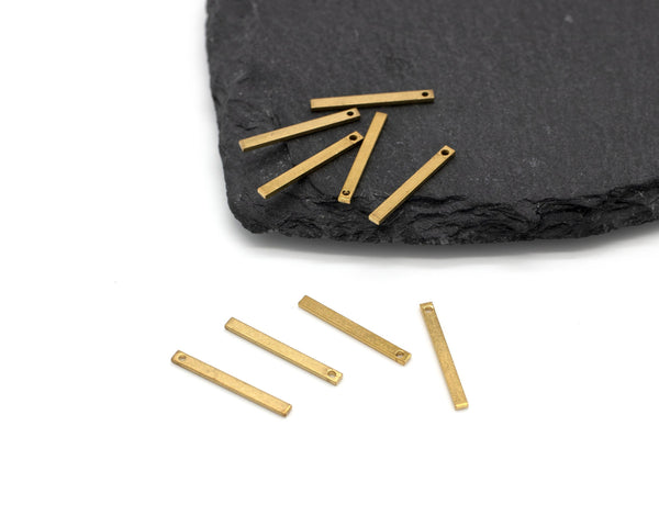 10 x Raw Brass Flat Bar Charms, 20x2mm (C0012)