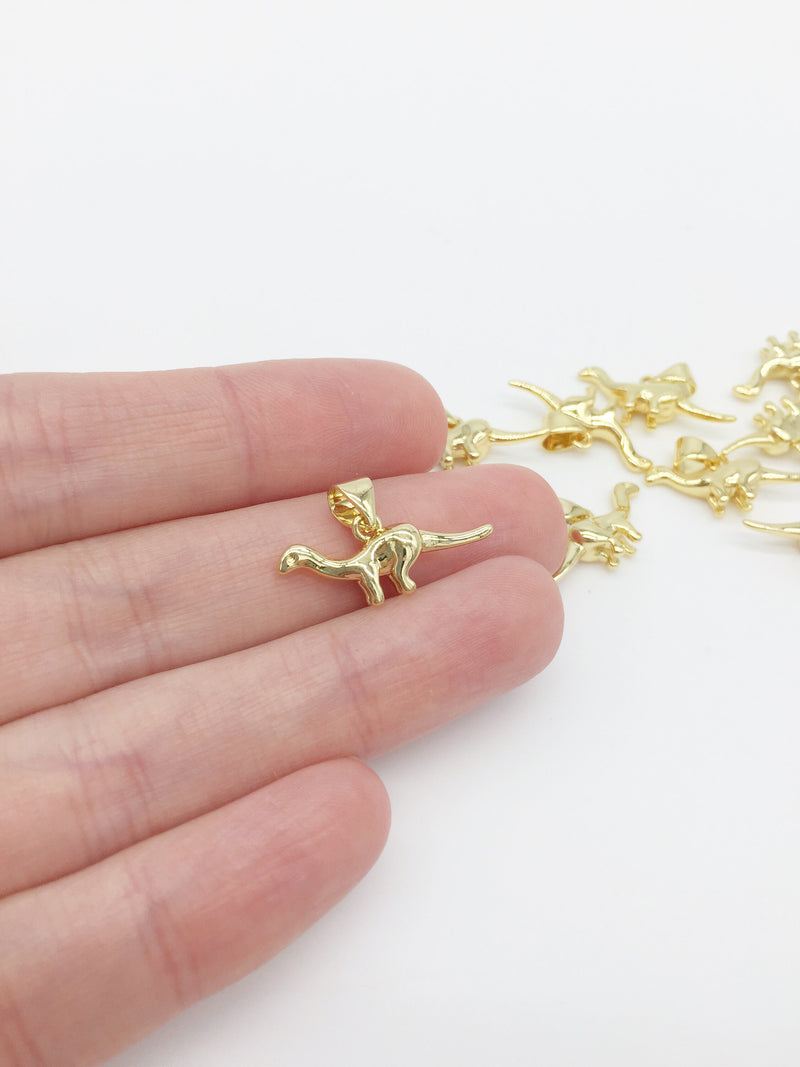 1 x 18K Gold Plated 3D Dinosaur Charm, 22x9.5mm (0343)