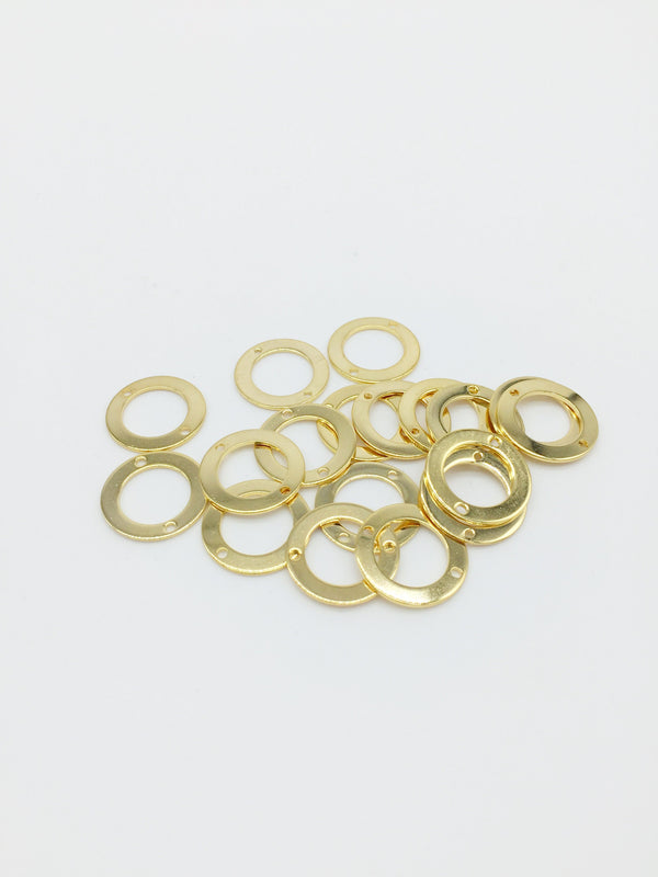 6 x Gold Plated Stainless Steel Hoop Connectors, 16mm (0378)