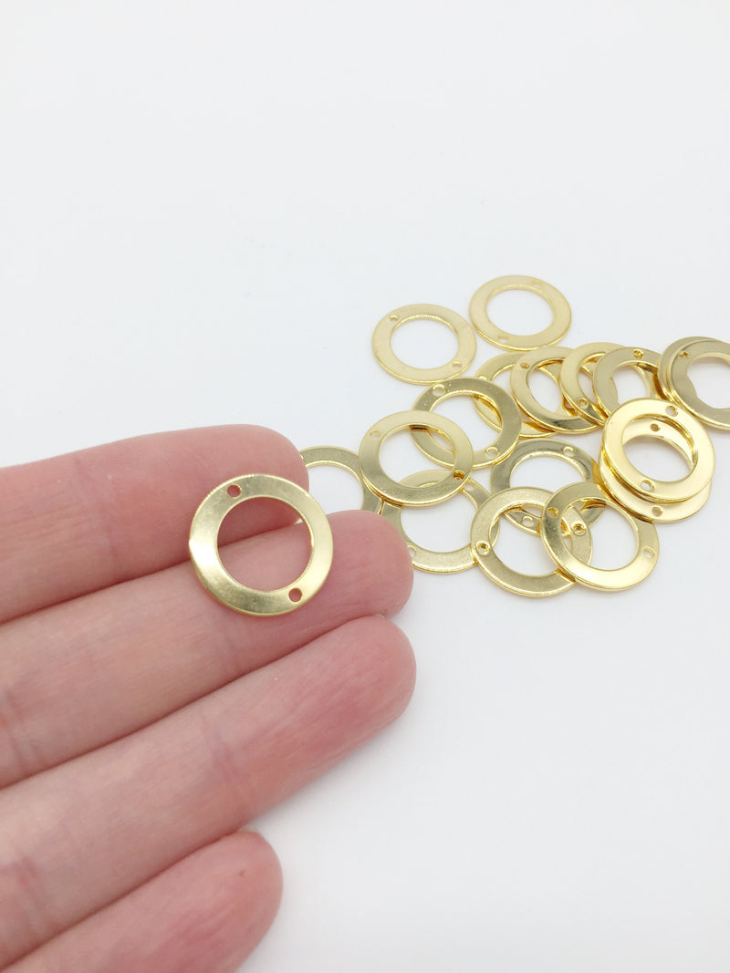 6 x Gold Plated Stainless Steel Hoop Connectors, 16mm (0378)