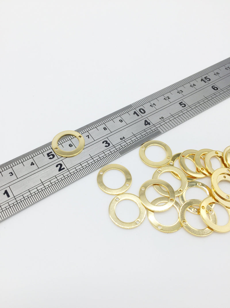 6 x Gold Plated Stainless Steel Hoop Connectors, 16mm (0378)