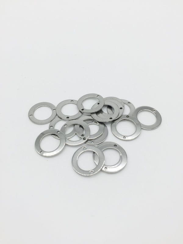 10 x Smooth Stainless Steel Round Connectors, 16mm (0379)