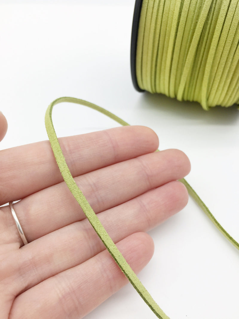 Light Green Faux Suede Cord, 3mm Soft Flat Cord (R2)