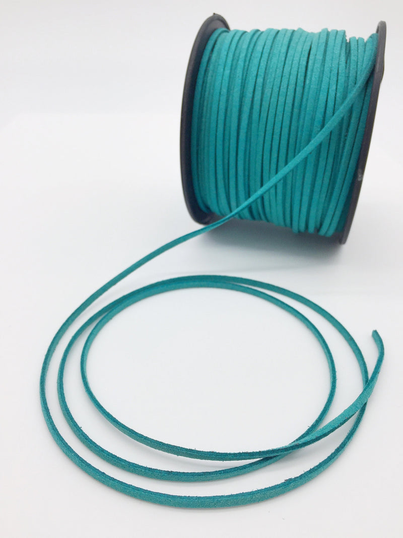 Teal Faux Suede Cord, 3mm Soft Flat Cord (R2)