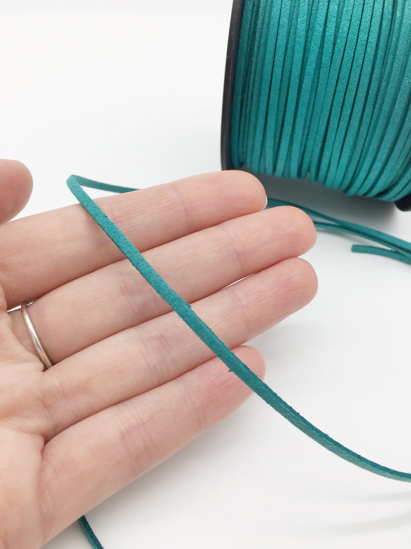 Teal Faux Suede Cord, 3mm Soft Flat Cord (R2)