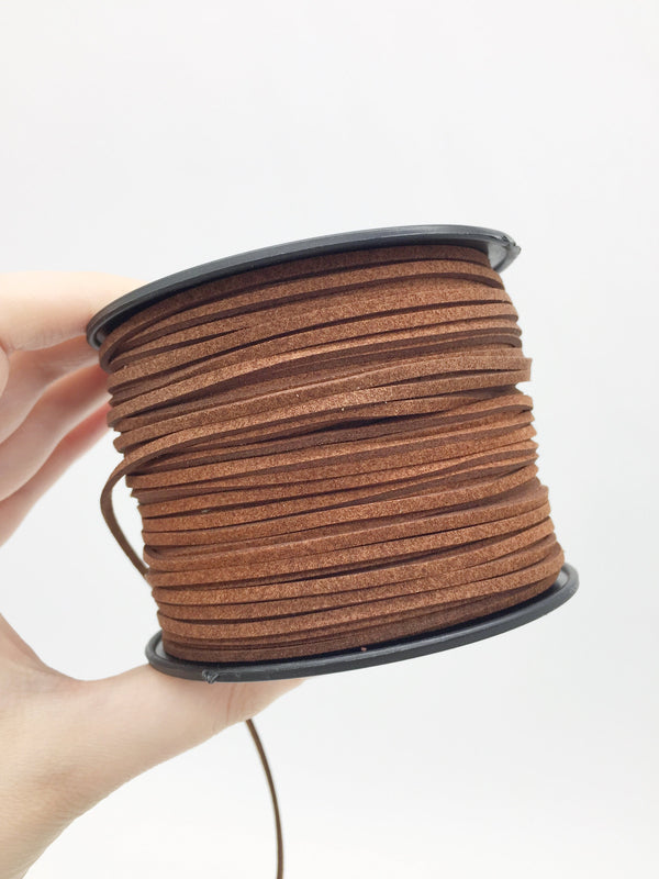 Brown Faux Suede Cord, 3mm Soft Flat Cord (R1)