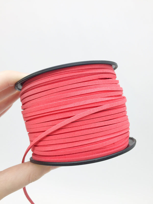 Coral Red Suede Cord, 3x1.5mm  (R1)