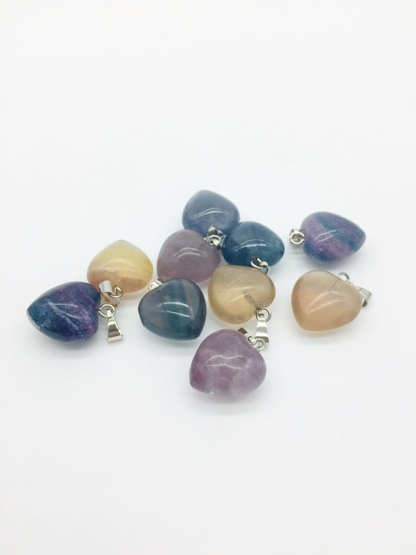 1 x Puffy Heart Fluorite Pendant, 19x15mm (0547)