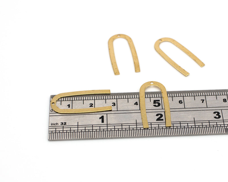 6 x Raw Brass Slim Arch Charms, 27x13mm (C0126)