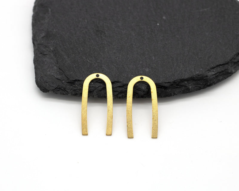 6 x Raw Brass Slim Arch Charms, 27x13mm (C0126)