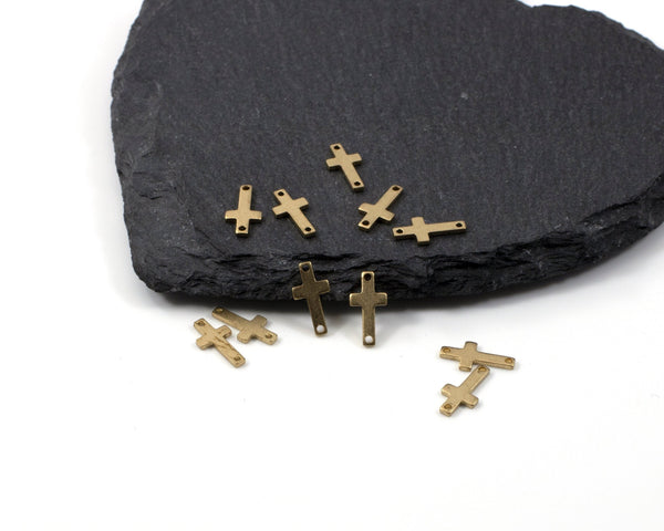 12 x Raw Brass Cross Connectors, 12x6mm (C0417)