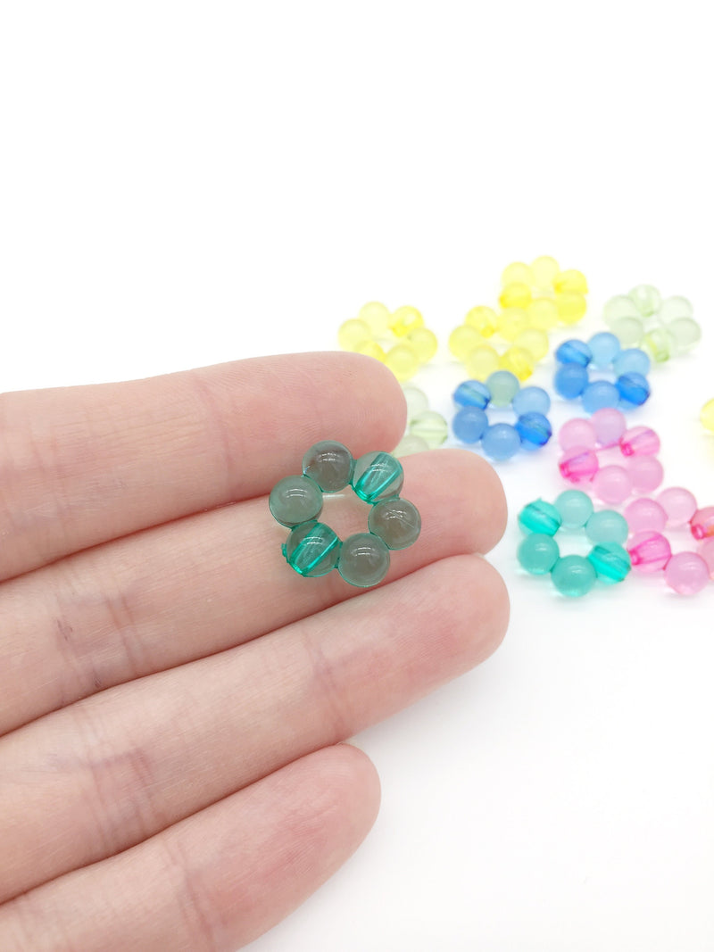 50 x Multicolour Acrylic Flowers Beads, 16x15mm (3387)