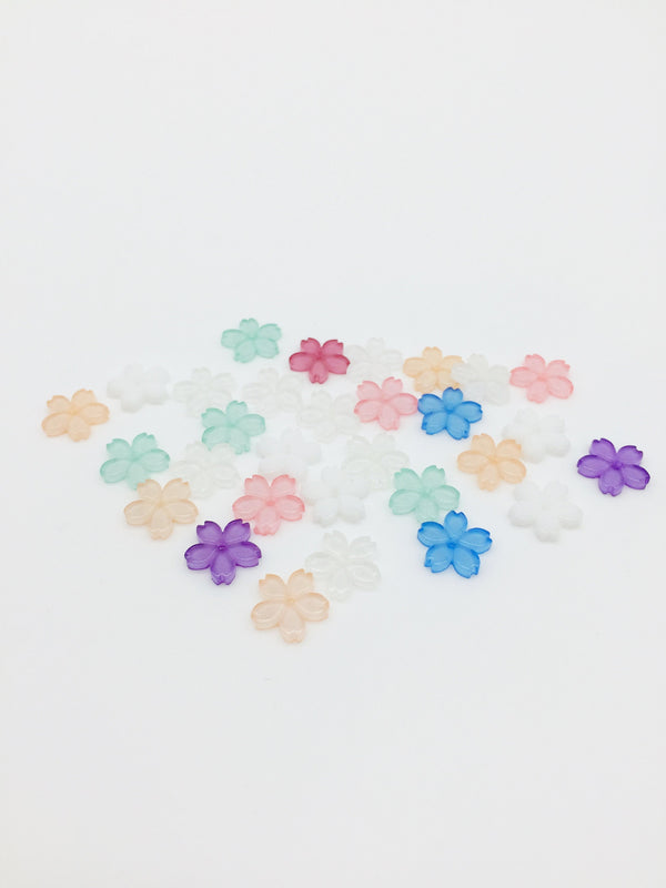 30 x Tiny Multicolour Resin Flower Beads, 11mm (3191)