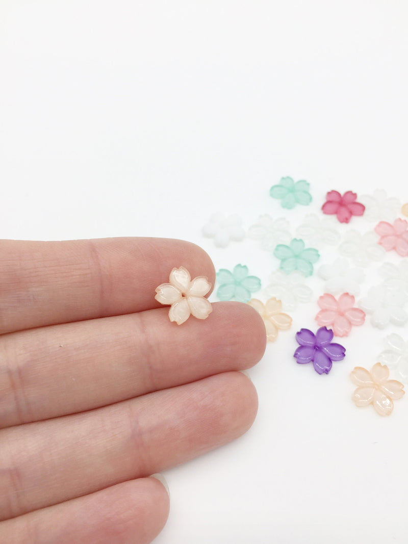 30 x Tiny Multicolour Resin Flower Beads, 11mm (3191)