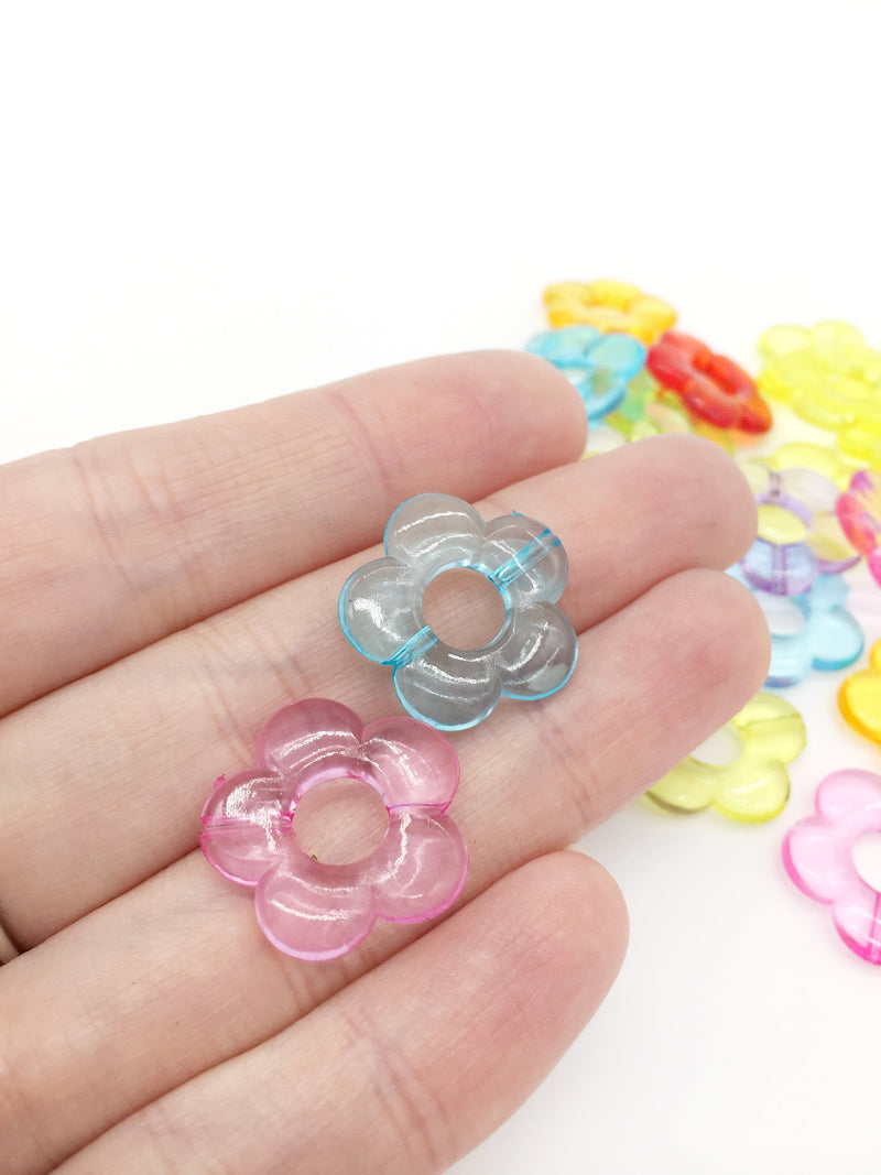 50 x Acrylic Multicolour Flower Beads, 19mm (3381)