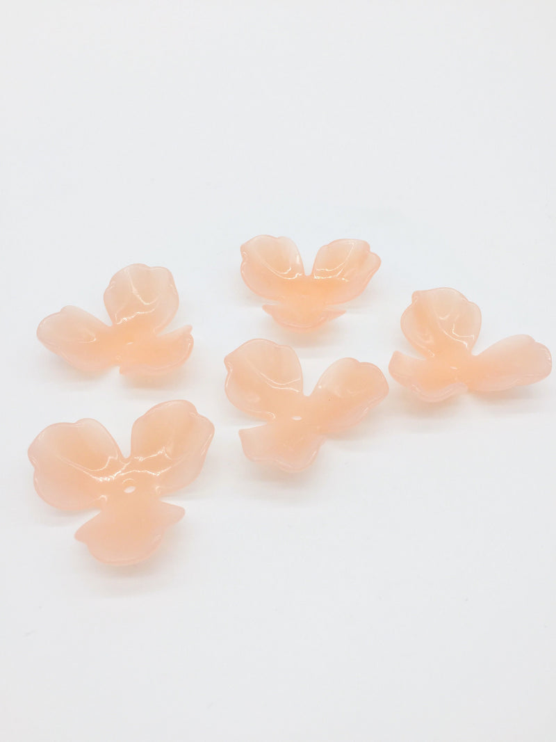 6 x Large Peach Blush Acrylic Flower Beads, 39mm (3253)