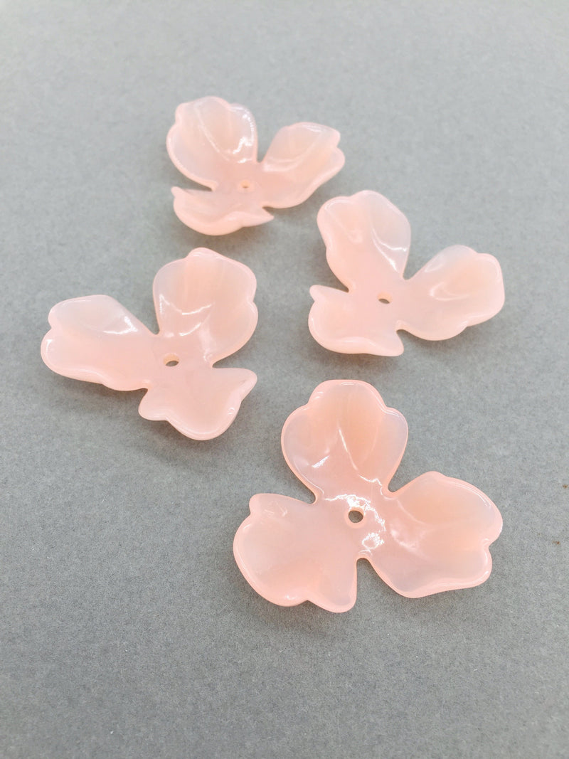 6 x Large Peach Blush Acrylic Flower Beads, 39mm (3253)