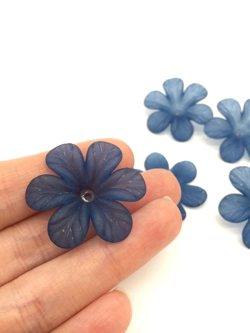 10 x Navy Blue Lucite Flowers Beads Caps, 33mm (3206)