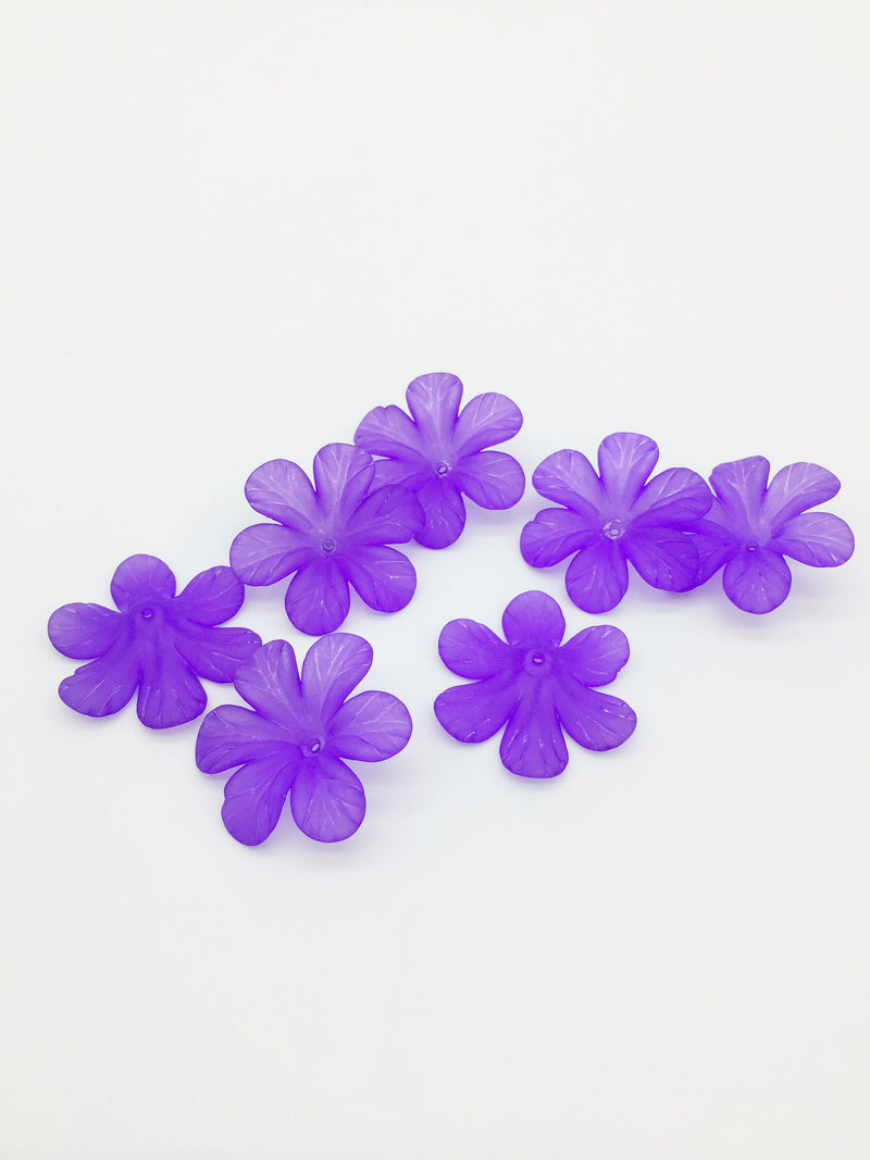 10 x Large Purple Acrylic Flower Beads, 33mm Lucite Flowers (3212)