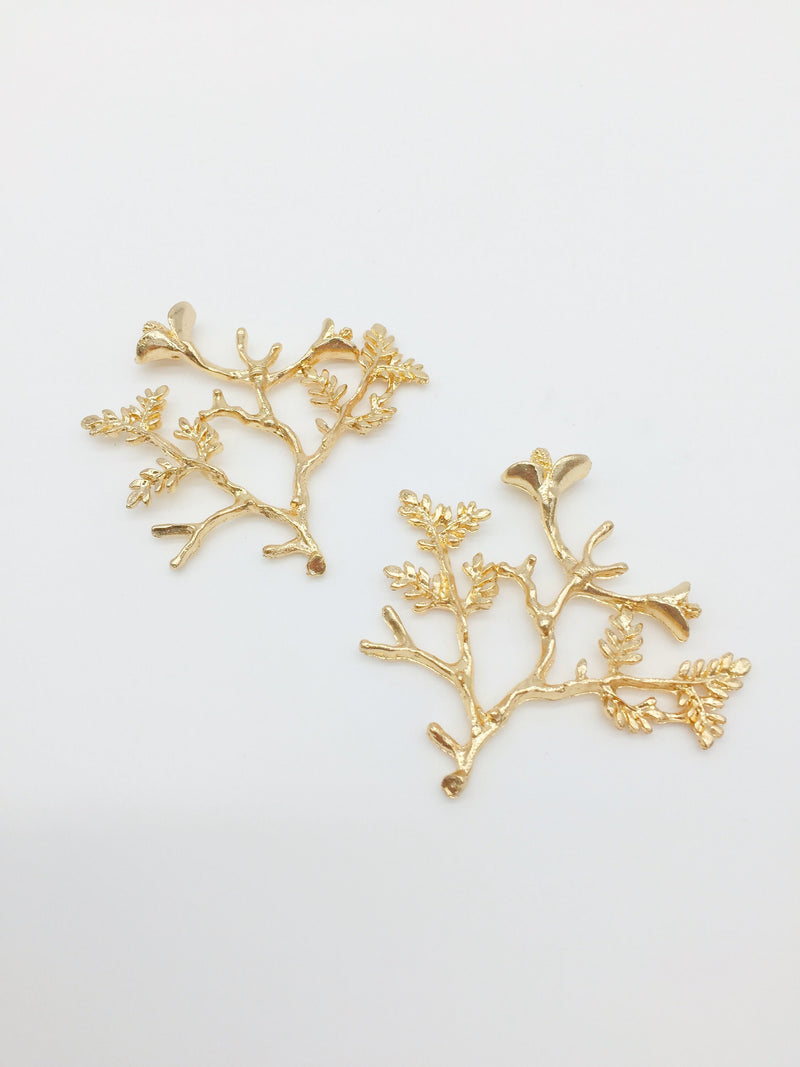 2 x Champagne Gold Calla Flower Branch Embellishment, 48x51mm